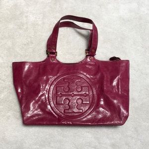 Authentic Tory Burch berry colored tote handbag